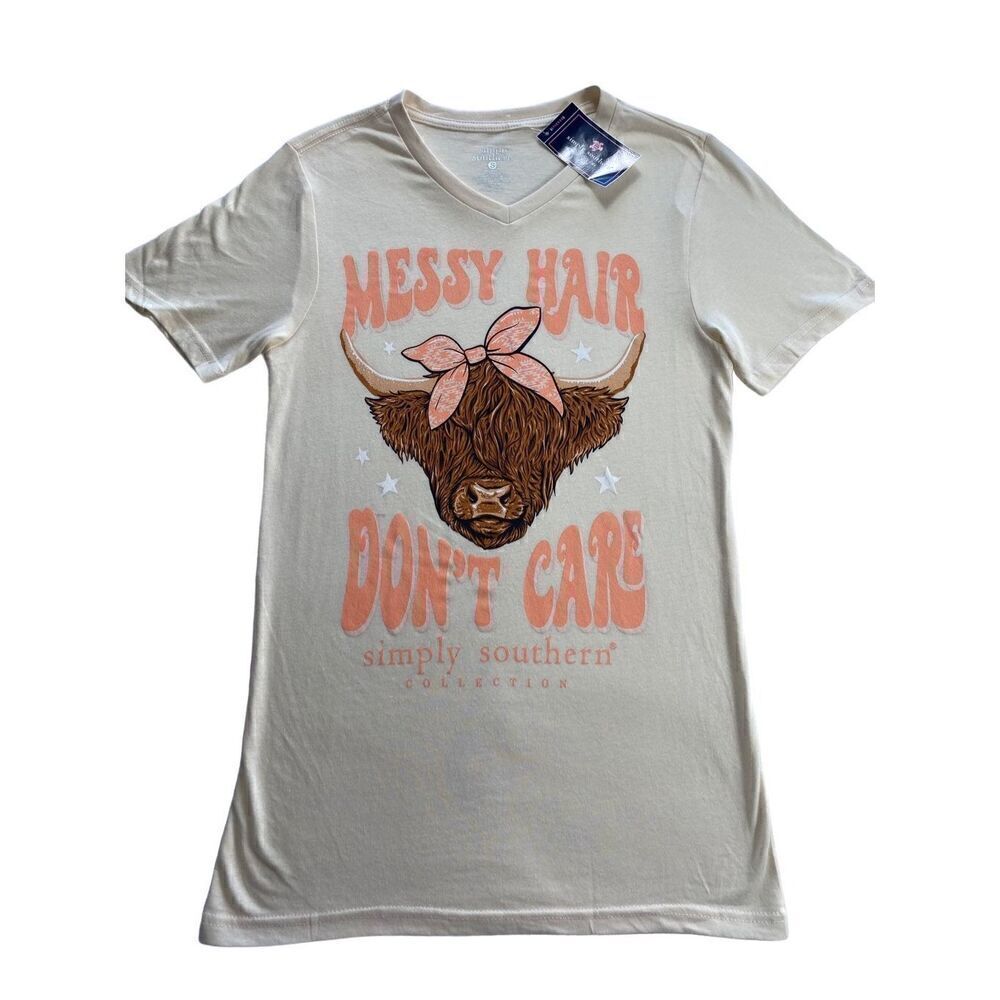 SIMPLY SOUTHERN  XLARGE “MESSY HAIR, DON’T CARE” Tshirt